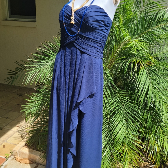 David's Bridal Navy Long Dress Size 4 Strapless - Picture 3 of 11